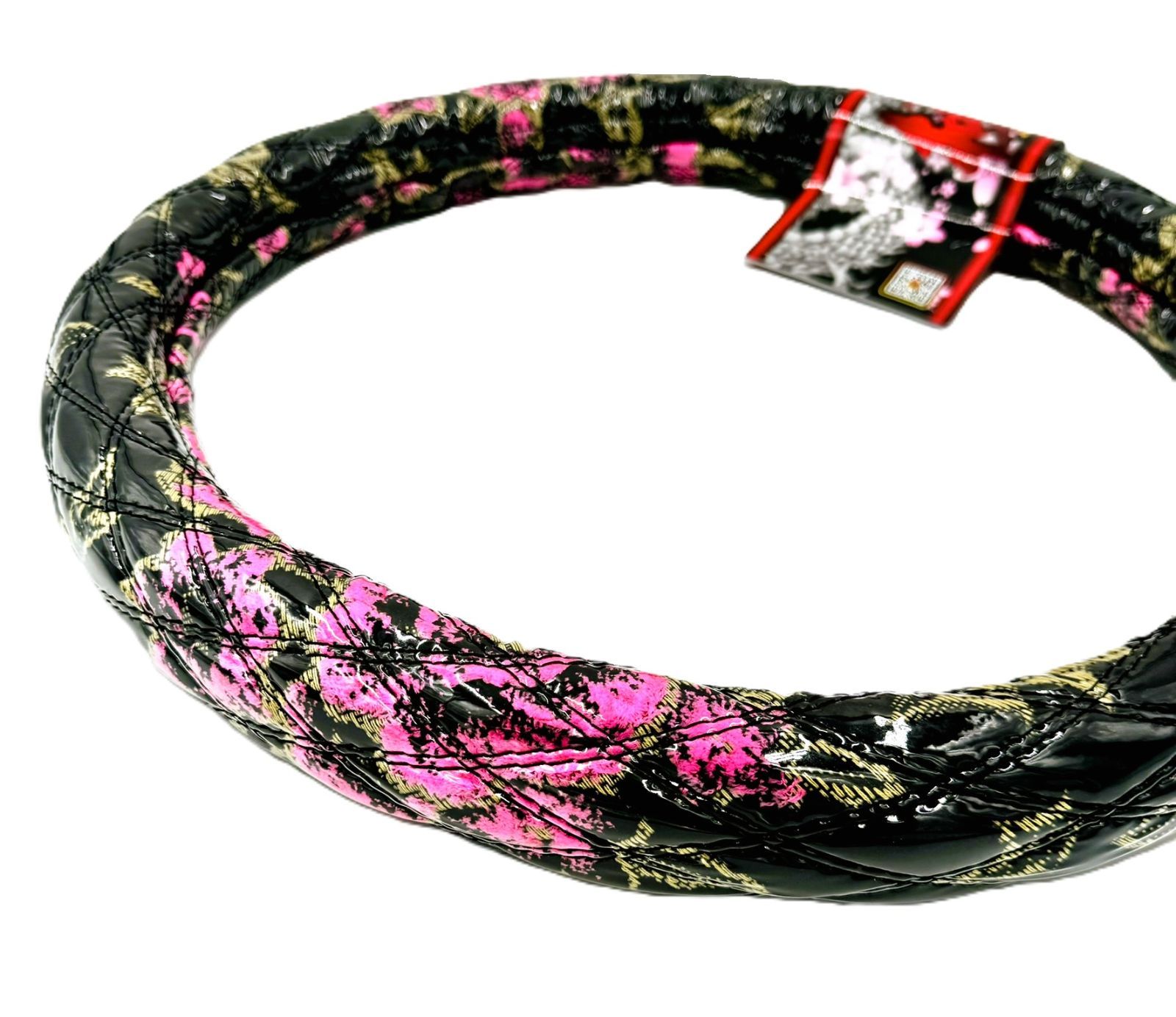 絆オリジナル ビニール付金華山ダブルステッチハンドルカバー ゴージャスな仕上がり♪ マドンナ黒ピンク