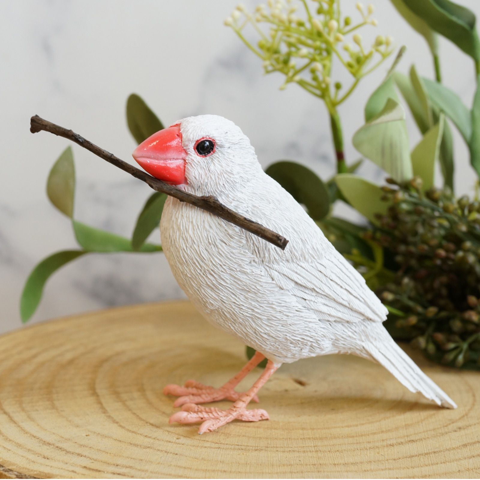 BIRDIE BILL リアルな「白文鳥」のオブジェ マグネット内臓