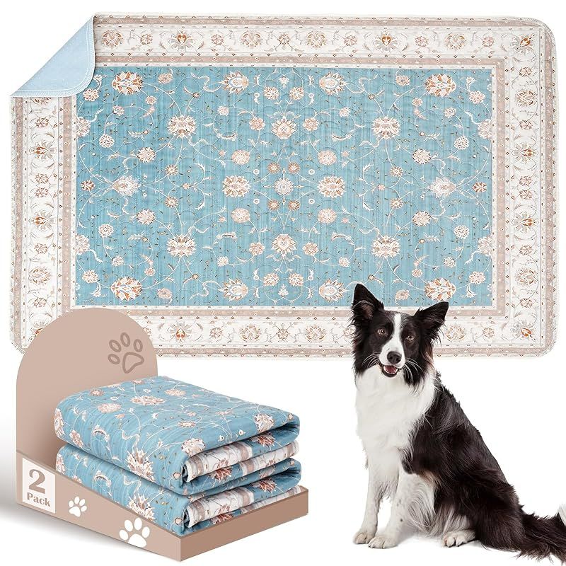  ULIGOTA洗える ペットシーツ 犬 猫用 洗えるペットマット おしっこマット ペットマット エスニック柄 下敷きマット 洗える 速乾 繰り返し使える（122×81cm 青） IoTデバイス(スマートデバイス)