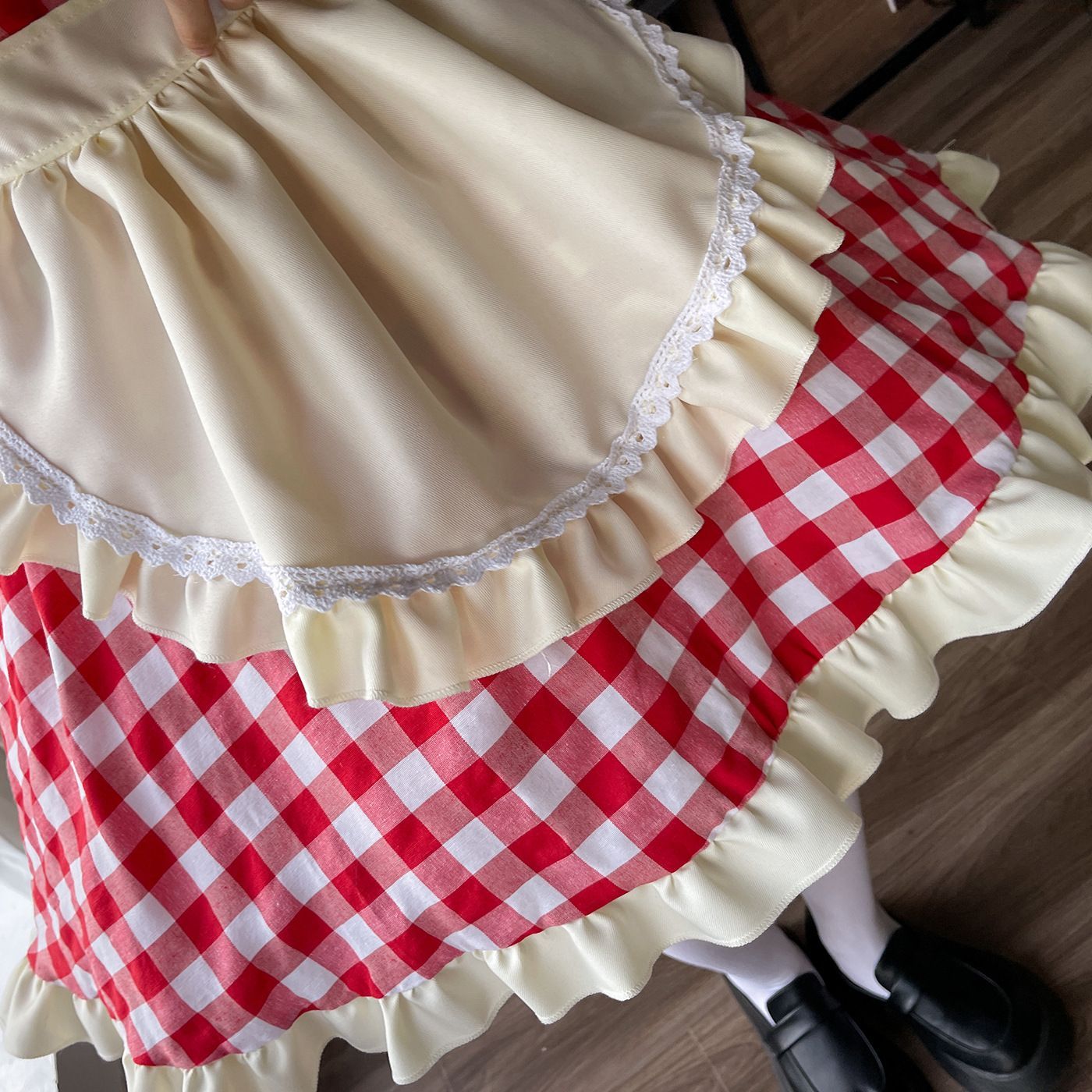 Amazon.co.jp: [RPFLQ] メイド服 チェック柄 喫茶店 レッド