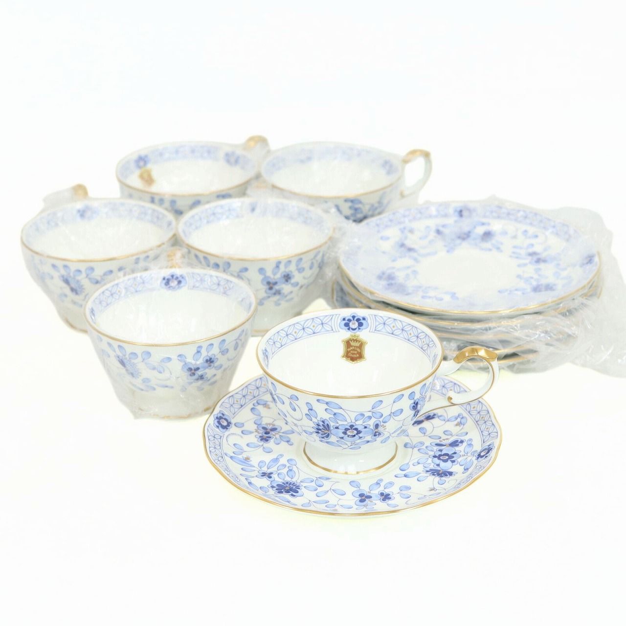 ナルミ カップ＆ソーサー 6客セット 青花柄 金彩 ブルーフラワー ティーカップ セット | 11867 HMR