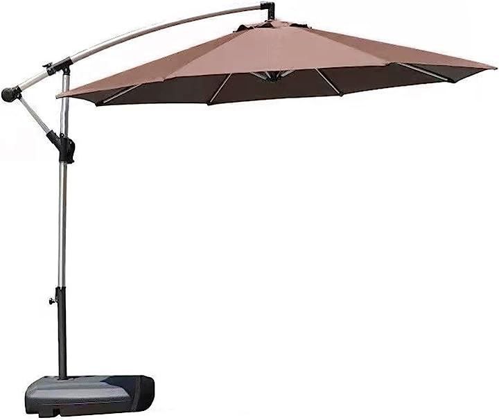 Beikemall パラソル 大型 ガーデンパラソル ハンギングパラソル 風に強い アルミ 約直径300cm クランク開閉 折りたたみ収納 UVカット 撥水 コーヒー ベースなし( コーヒー（ベースなし），  ワン