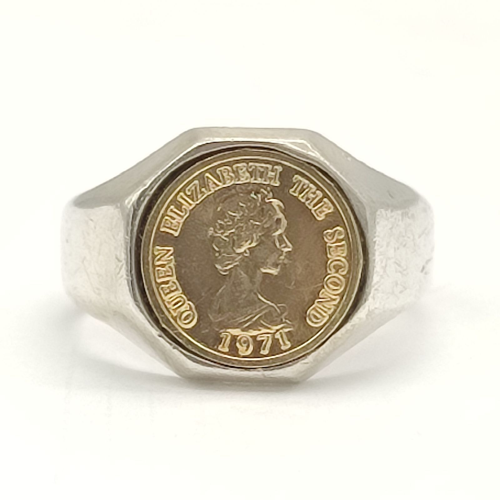 【美品】エリザベス女王　コインリング 　SILVER　シルバー925　11号　1971年
