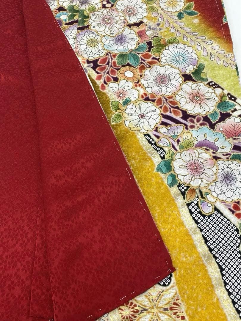 振袖 仮絵羽 銀通し 紋意匠 絞り 辻が花 正絹 未仕立て品 八掛付き 振袖 仮絵羽 京友禅 銀通し 刺繍 正絹 未仕立て品 八掛付き