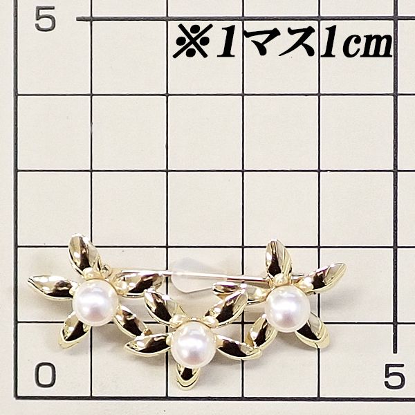 タサキ 田崎真珠 アコヤ真珠 ブローチ K18イエローゴールド TASAKI 花  