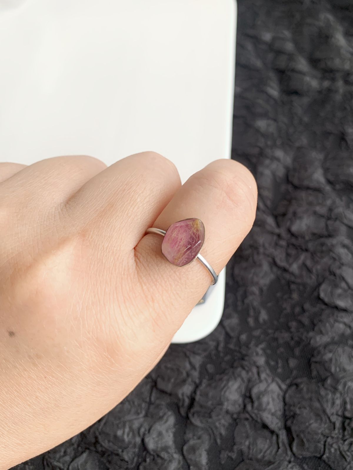 ルビー×ルチルクォーツ ダブレット ストーン リング SV925シルバー 1