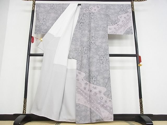 平和屋-こころ店■本場大島紬　7マルキ　更紗花文　正絹　逸品　未使用　AAAG5968Boa