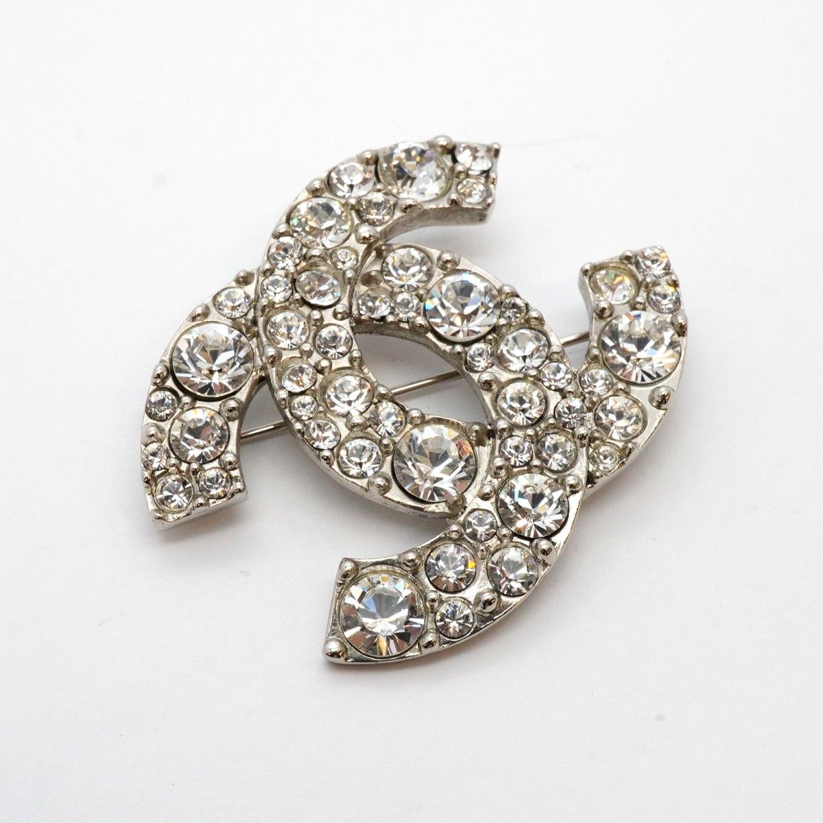 5jib0124 シャネル ブローチ ココマーク メタル ラインストーン シルバー レディース