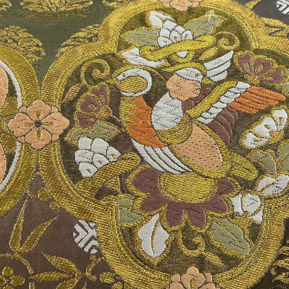 袋帯 秀品 鳥 華文 金糸 箔 金茶 六通 正絹 【中古】 - メルカリ