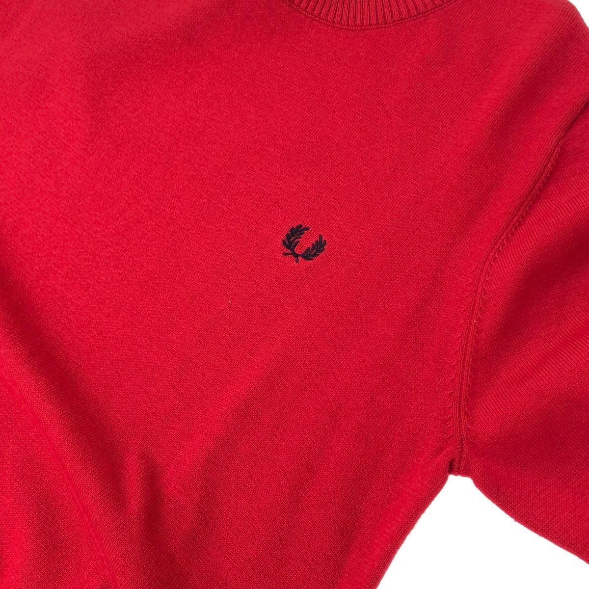 良好 FRED PERRY フレッドペリー ニット サイズ:10 F7163 レッド コットン レディース クルーネックニット  240001107228 - メルカリ