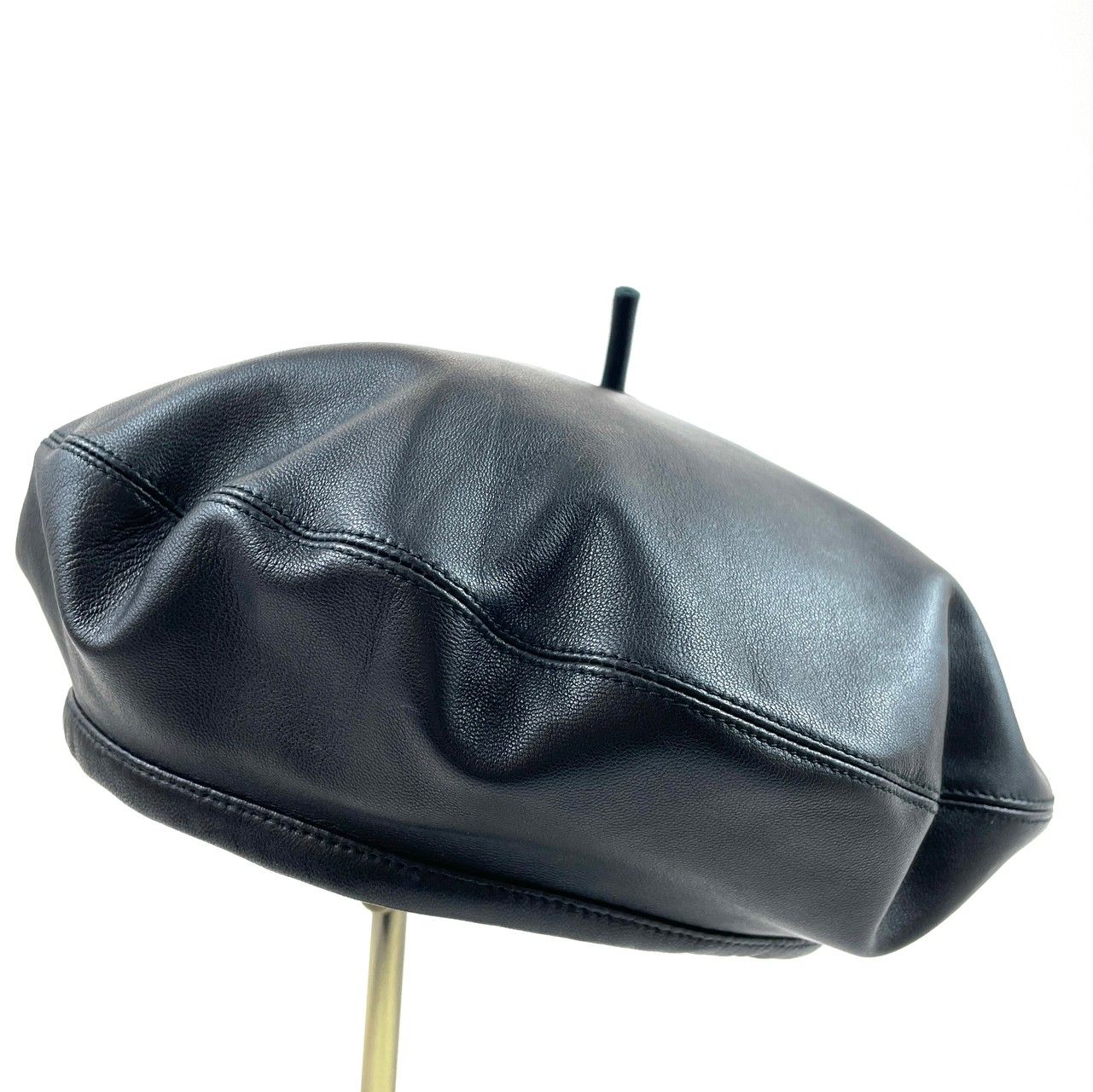 素材本革未使用　DIOR ディオール　レザーベレー帽　ハンチング　帽子　ブラック　59