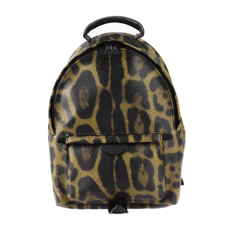 LOUIS VUITTON ルイ ヴィトン パームスプリングス バックパック PM リュック デイパック M52020 PVC レザー ブラウン系 ブラック アニマル プリント 豹柄 レオパード柄 ビトン