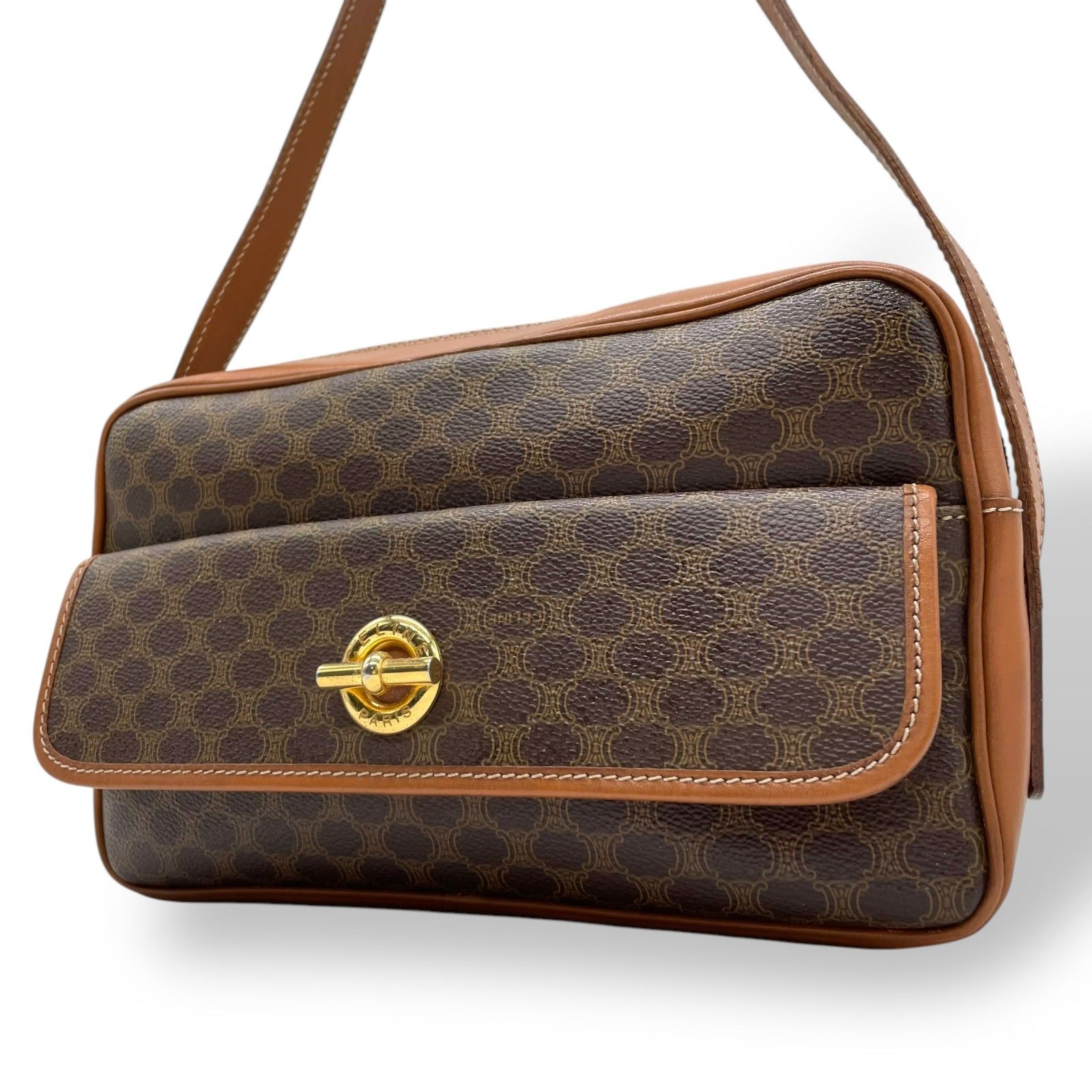 極美品】CELINE セリーヌ マカダム柄 ショルダーバッグ ターンロック 