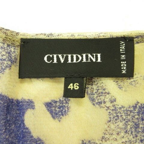 チヴィディーニ CIVIDINI シアーカットソー フレンチスリーブ 花柄 紺 ベージュ 46 *T541 レディース チヴィディーニ CIVIDINI シアーカットソー フレンチスリーブ 花