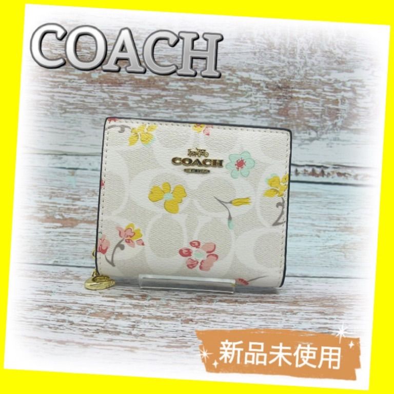 COACH 財布 スナップウォレット シグネチャーキャンバス マイフラワー