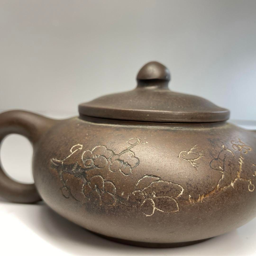 中国古玩 在銘 朱泥急須 横幅約16㎝ 東Y6-0530 2Fトヒチサ