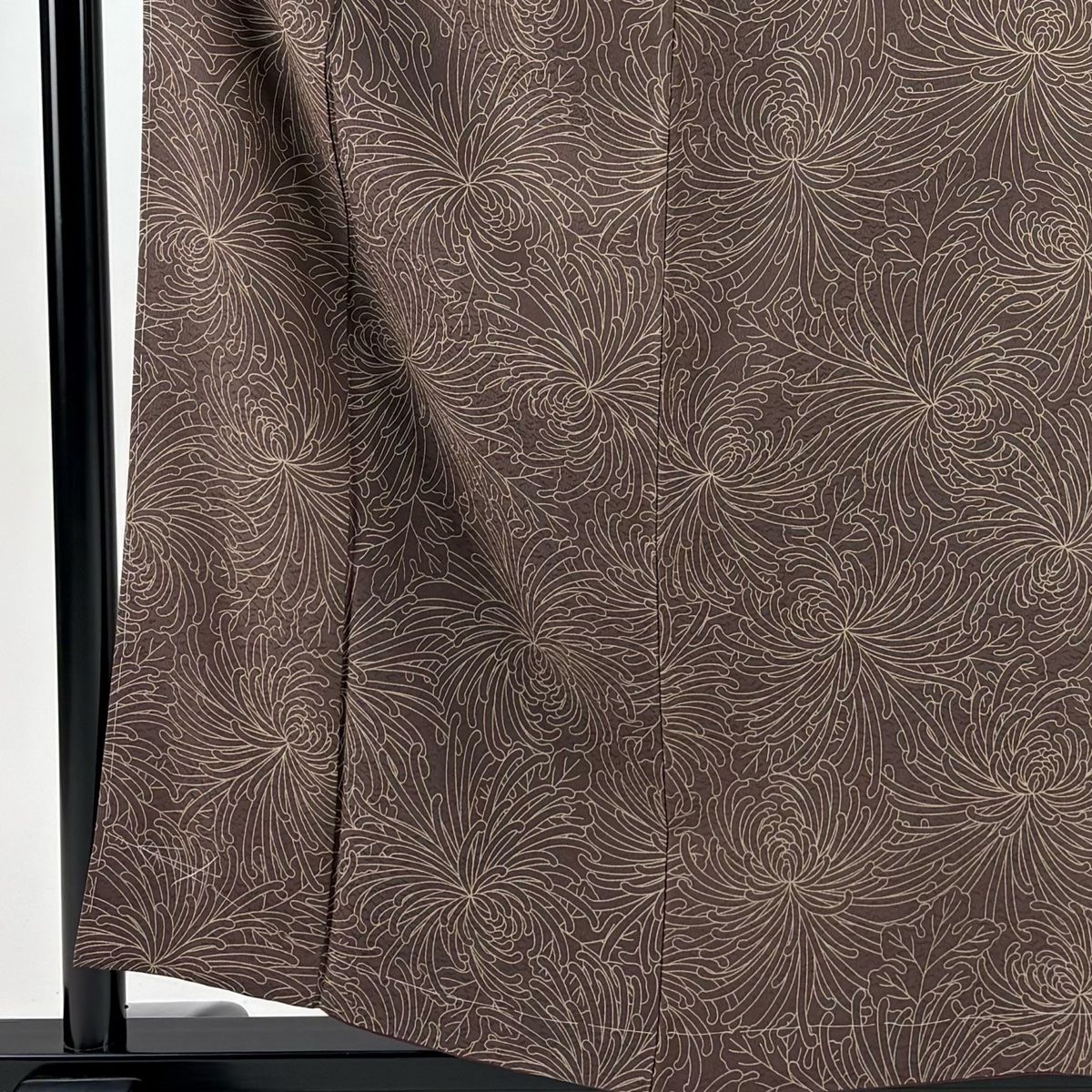 小紋 身丈156cm 裄丈63cm S 袷 斉藤三才 落款 乱菊 茶紫 正絹 名品