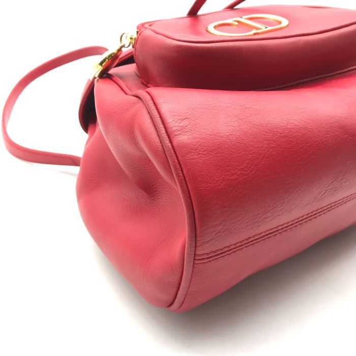 美品 Christian Dior ディオール CDロゴ 金具 ヴィンテージ レザー 