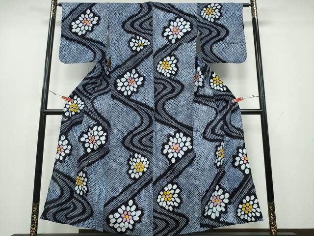 平和屋着物∴夏物 浴衣 有松鳴海絞り 流水花文 綿 CAAY4661ng