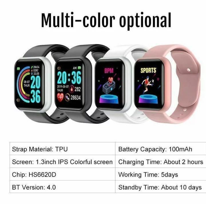 Y68 スマートウォッチ 3色　各1個 大人気商品スマートウォッチ Y68 多機能搭載 ブラック 防水仕様 特別