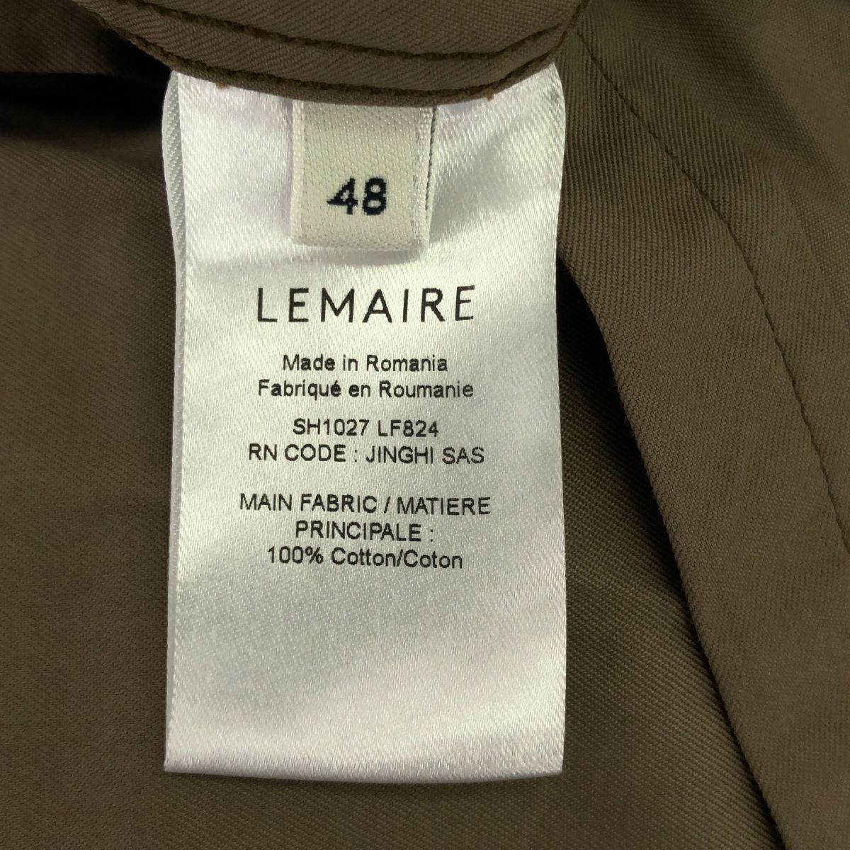 LEMAIRE SH1027 LF824 長袖シャツ サイズ48(Lサイズ) STAND COLLAR L/S