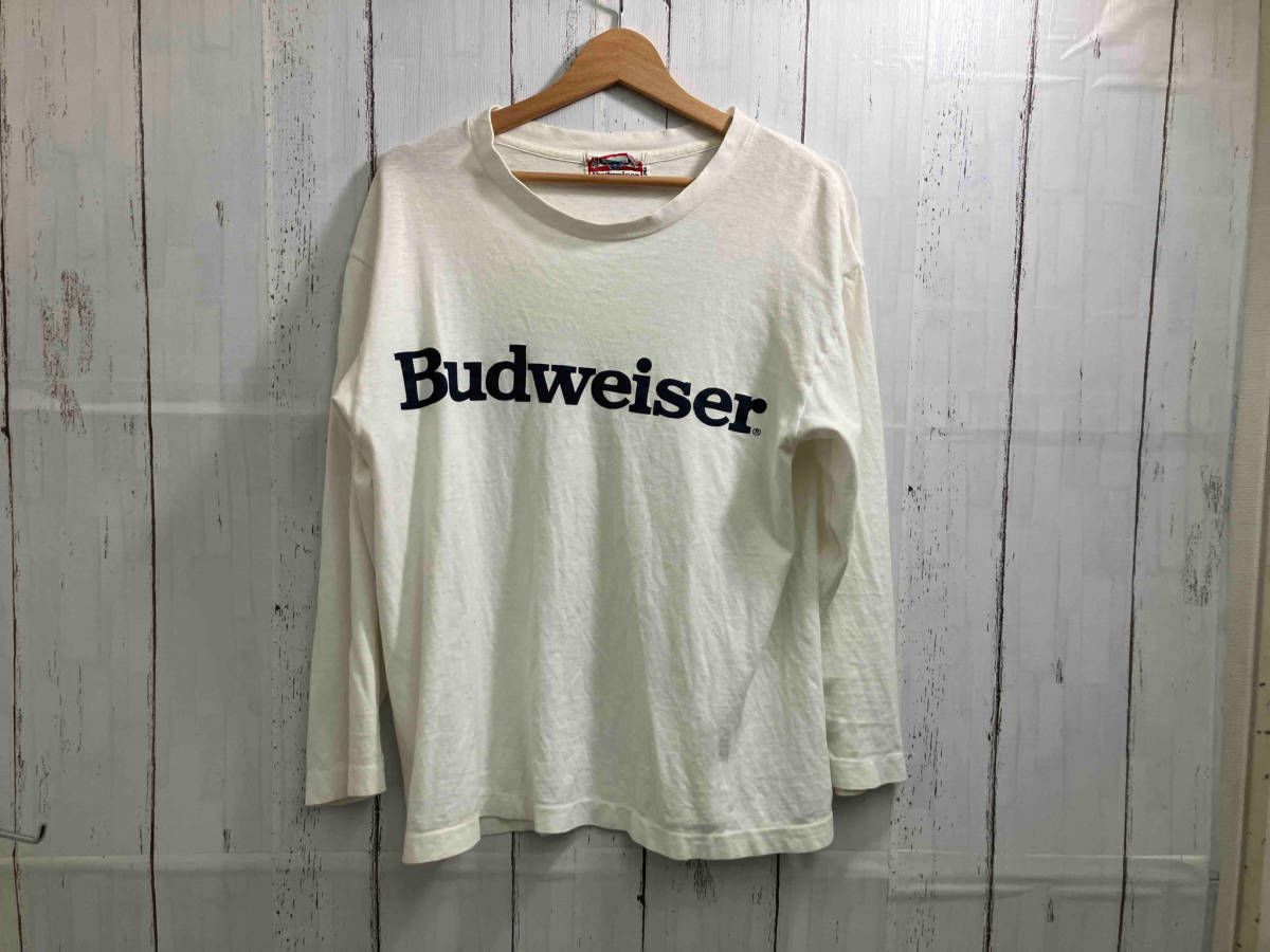 Tシャツ/ロンT ホワイト Budweiser バドワイザー ロンT 白 ロゴ 
