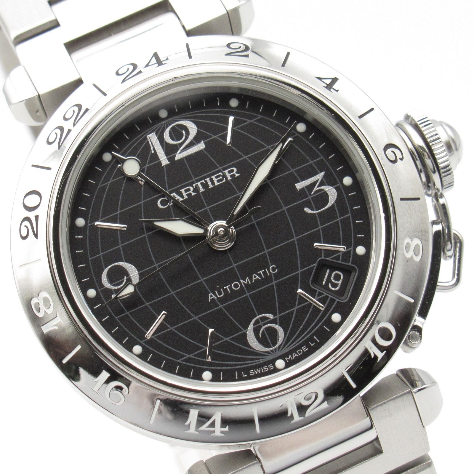 カルティエ CARTIER 腕時計 パシャC メリディアン W31079M7 ブラック