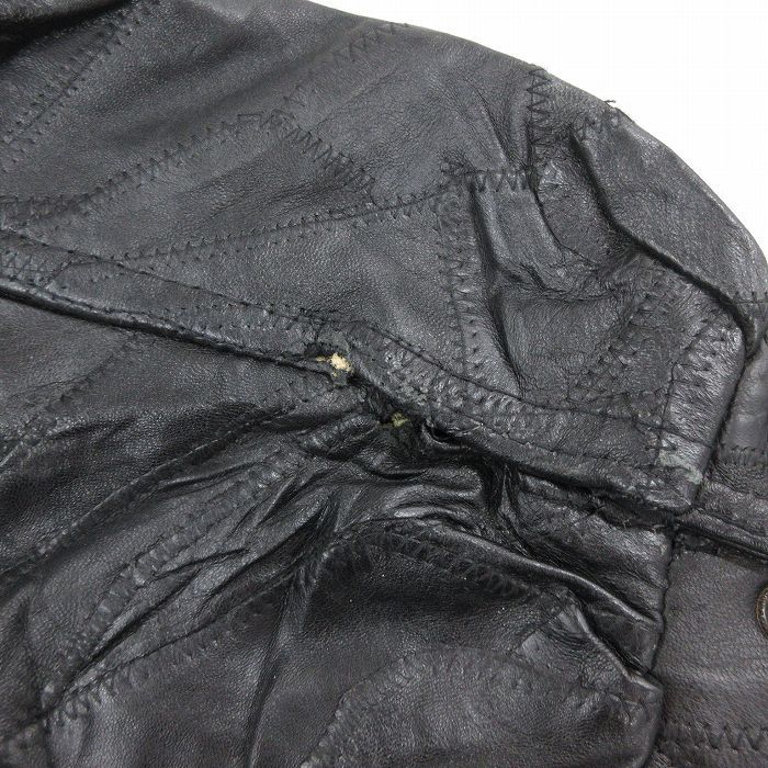 XL/古着 長袖 レザー ジャケット メンズ パッチワーク 大きいサイズ 黒