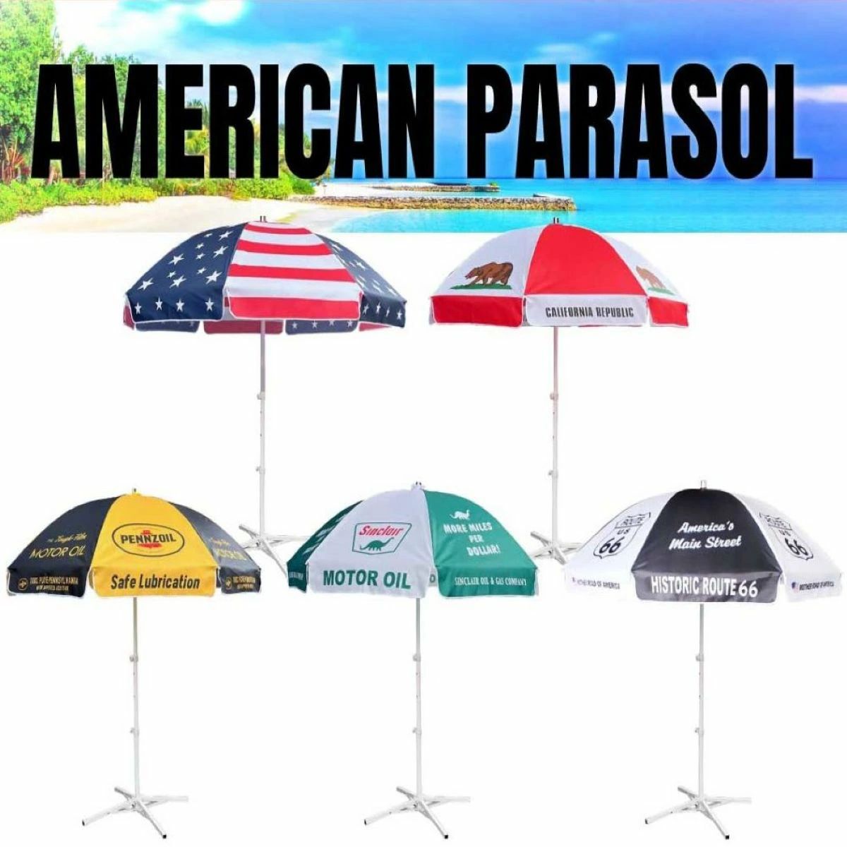 AMERICAN PARASOL ＋weight付 | パラソル ウォーターウェイト アウトドア アメリカン雑貨 CHOPPERS ガレージ ビーチ プール バルーン 海 夏 アウトドア