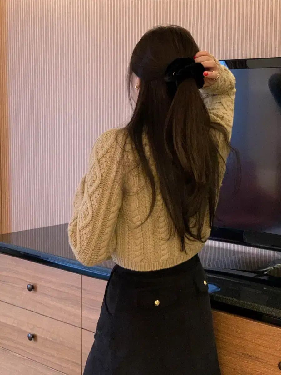 miel ケーブル ニット カーディガン ベージュ CAMPINGPARCCENTRAL_COM