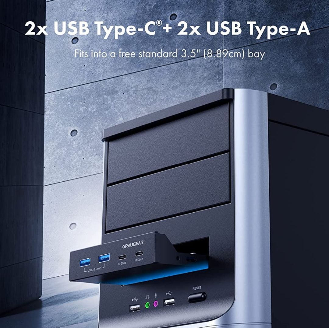 GRAUGEAR 3.5''インチベイ対応 PCマルチフロントパネルに搭載、4