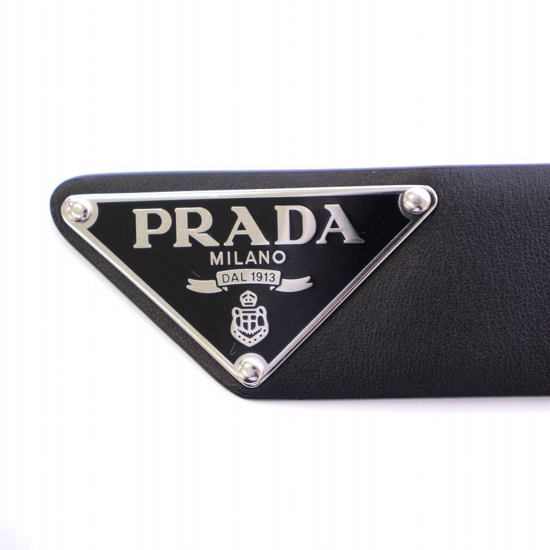プラダ PRADA レザーベルト 三角プレート ロゴ 黒 ブラック /BB