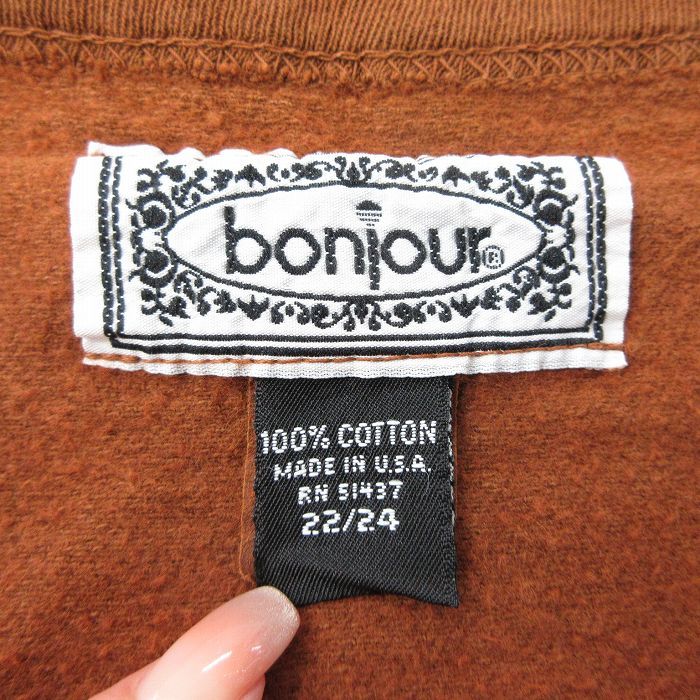 古着 bonjour 長袖 トップス レディース 90s ビッグロゴ 大きいサイズ