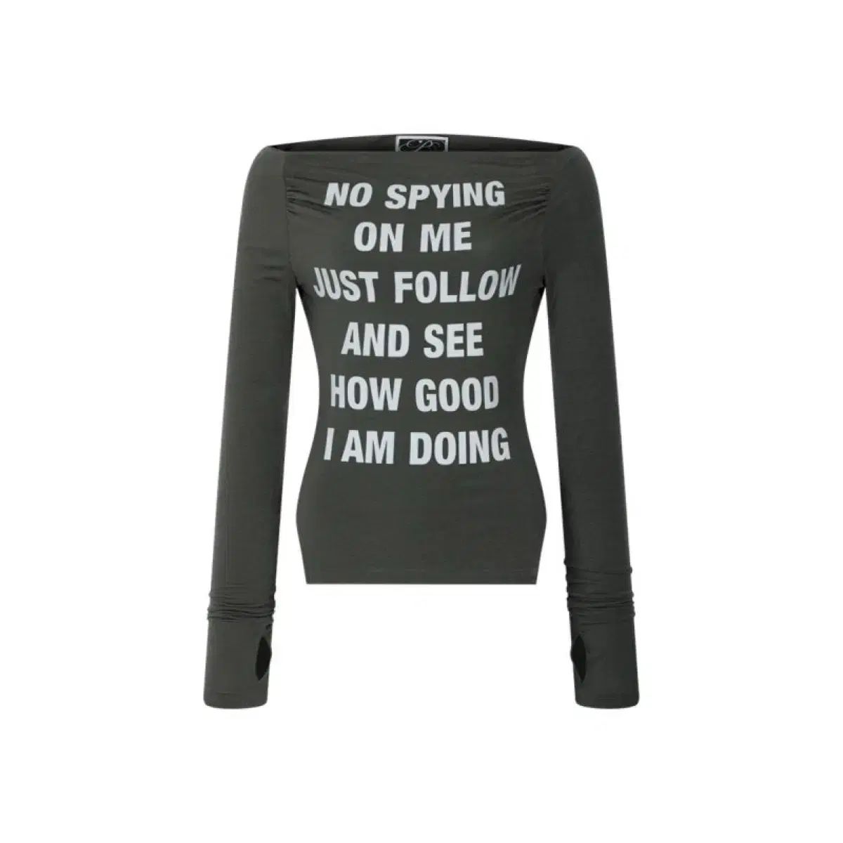 プリーズノーフォロー Pleasenofollow ケイシ オフショルダー トップス チャコール