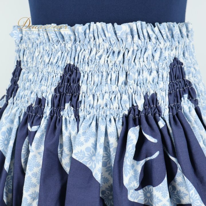 Tahiti Imports パウスカート ブルーに白の花柄 タヒチインポーツ