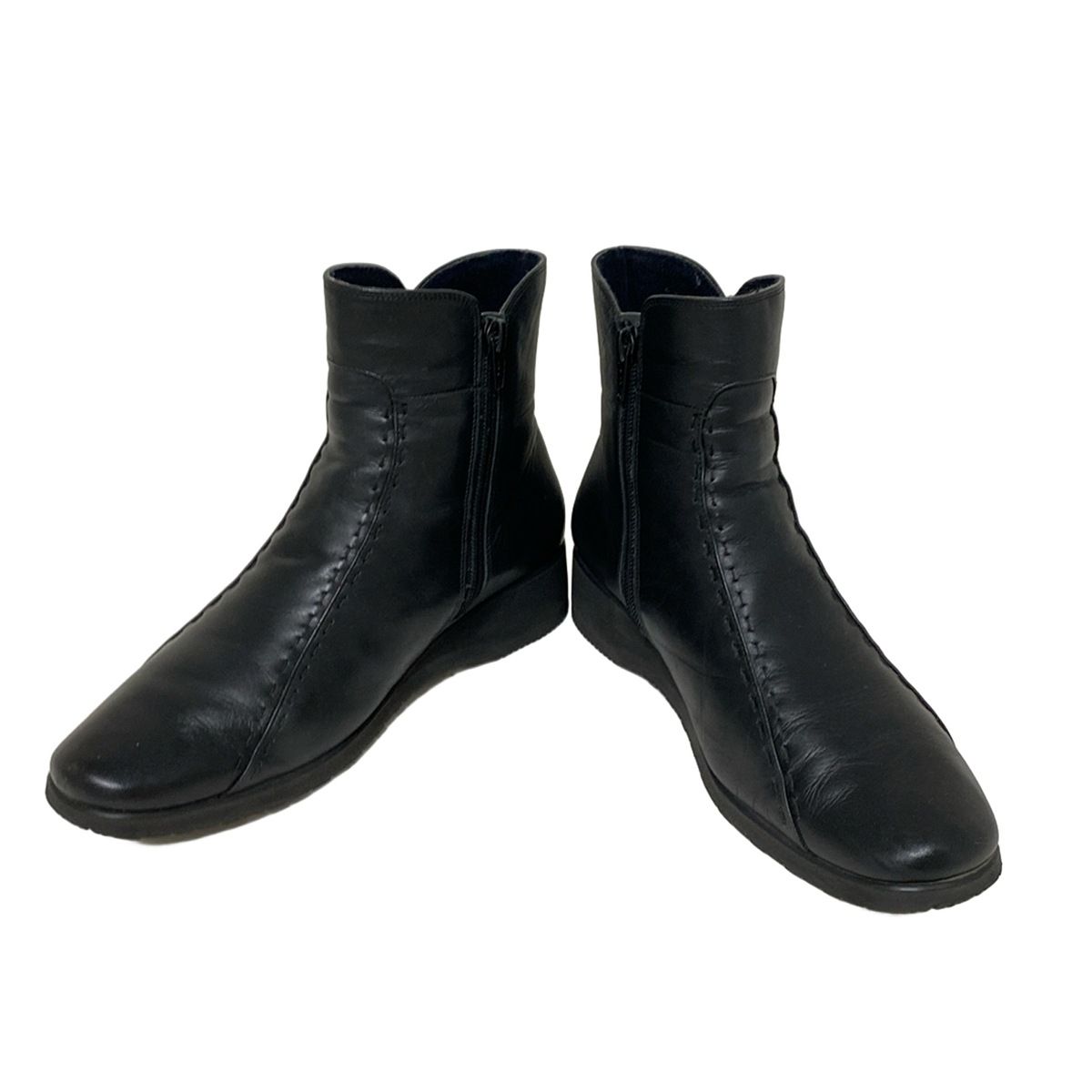 pedala ペダラ ショートブーツ 23 1|2EEE レディース - 黒 インソール取外し可|ステッチ レザー