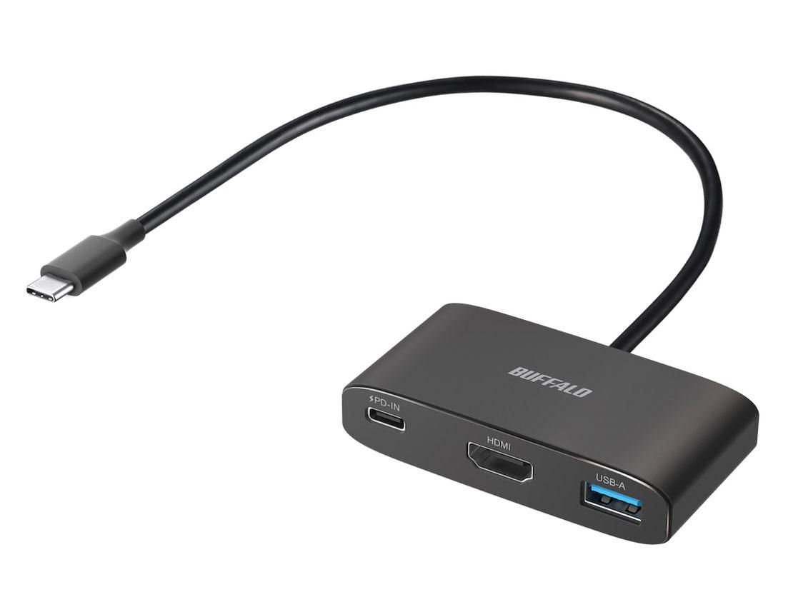 【新品・2営業日で発送】BUFFALO バッファロー BSH3U330C1PBK USB-C 3.2Gen1バスパワー3ポートハブPD対応 ブラック(BSH3U330C1PBK)