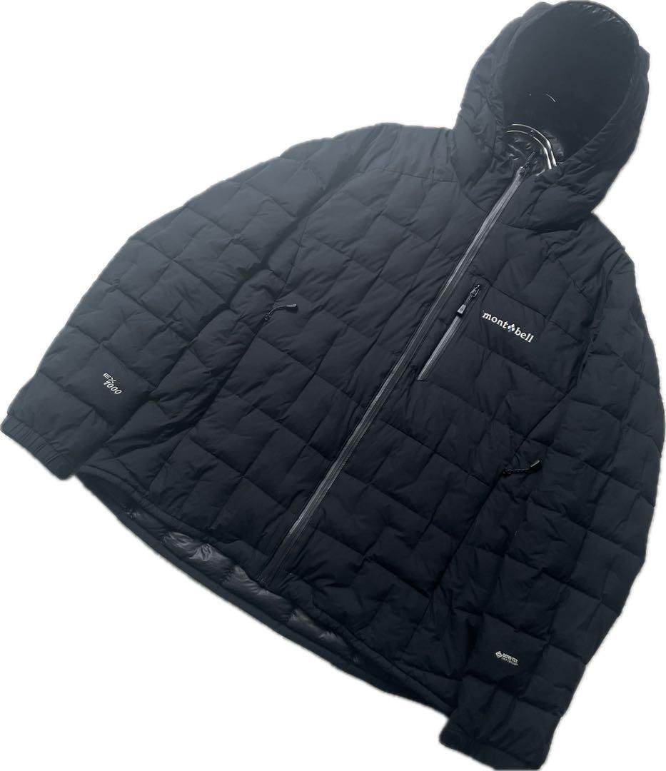 人気 mont-bell モンベル イグニスダウンパーカ L 黒 ブラック ゴアテックス 登山トレッキング 1000FP 軽量 キルティング ロゴ刺繍