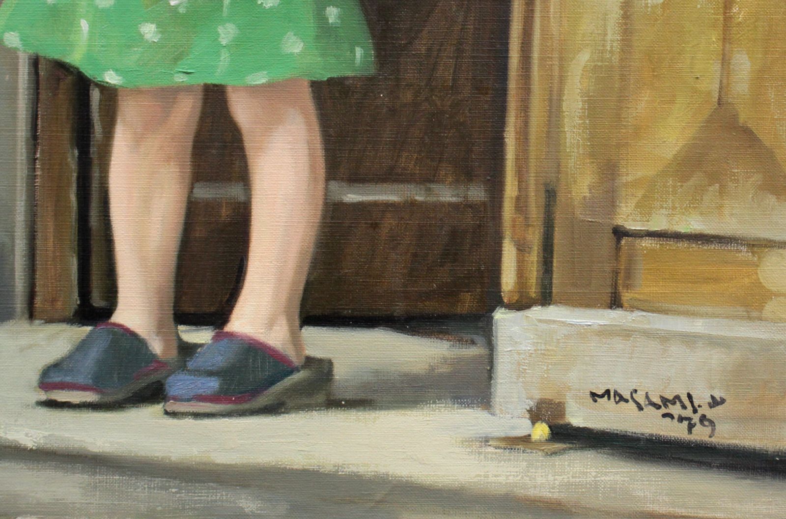 山岸正巳「少女と人形」 油絵・油彩画 絵画 E5_B1_B1_E5_B2_B8_E6_AD_A3_E5_