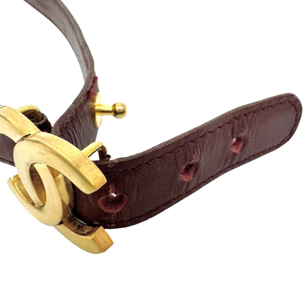 CHANEL/シャネル】ココマーク ベルト GP/レザー ボルドー（ワイン