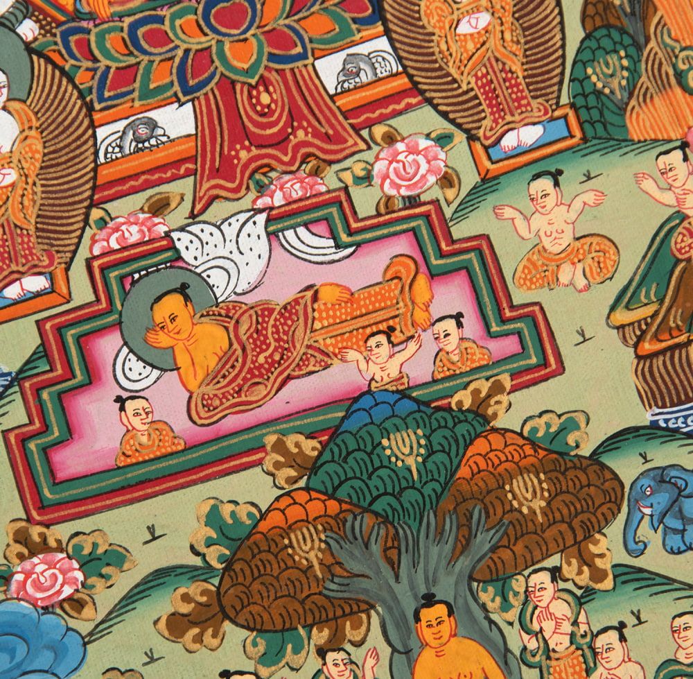 一点物〕タンカ - 釈迦牟尼仏曼荼羅[30cm x 36cm] / 観音菩薩 タンカ 仏画