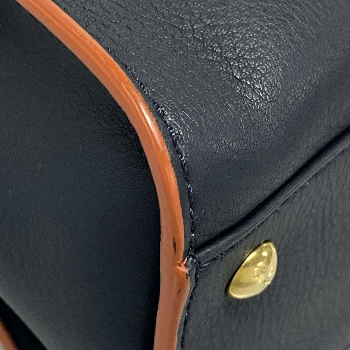 FENDI フェンディ ハンドバッグ ピーカブーアイコニックミディアム 8BN290-5AV ダークネイビー×ブラウン レザー DECORATOM_COM_BR