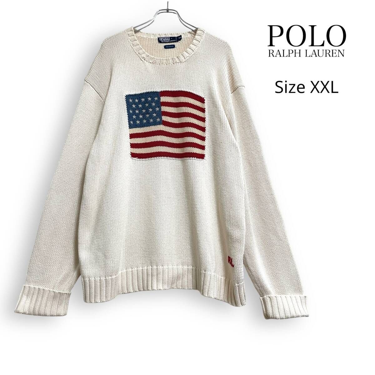 90s POLO RALPH LAUREN ポロ ラルフローレン 星条旗 コットン ニット