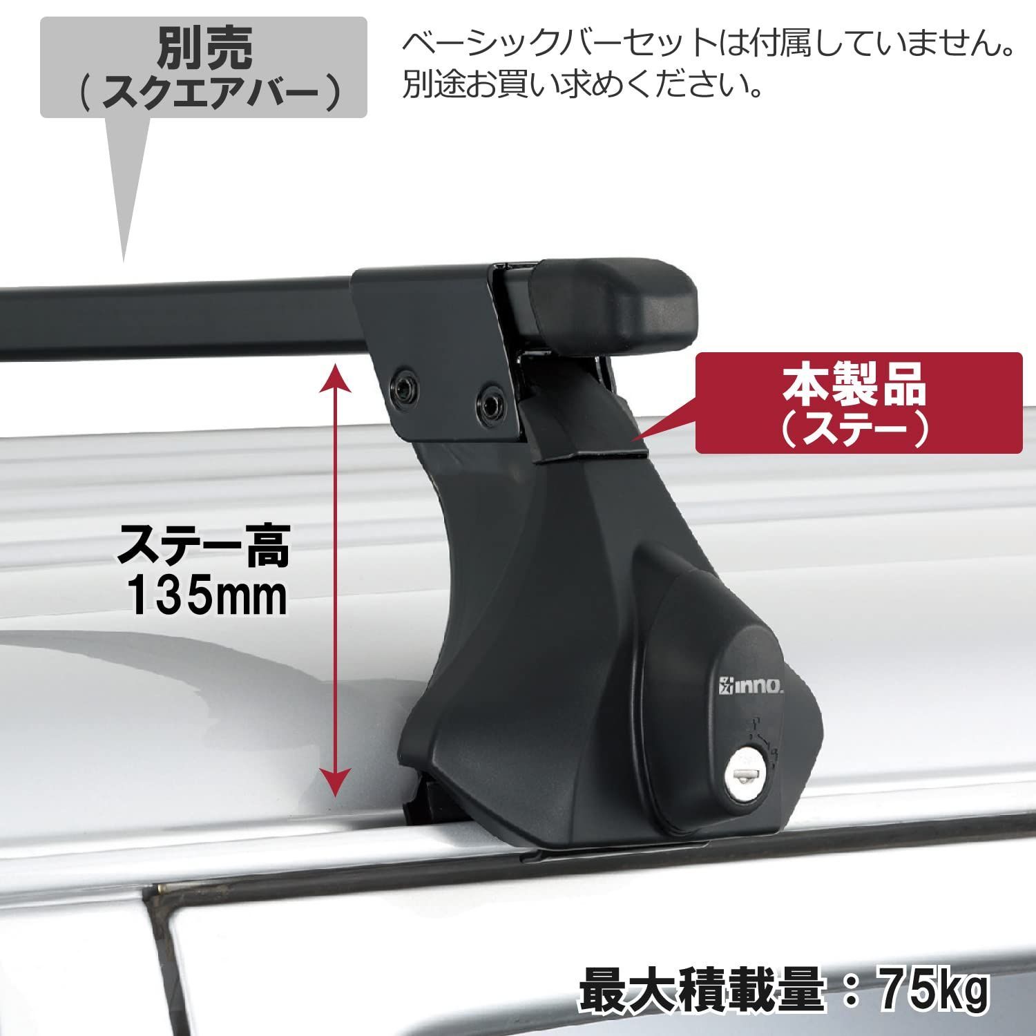 カーメイト(CARMATE) ルーフキャリア inno スクエアベース ベースステー ベーシックステー ドリップタイプ INLDK - メルカリ