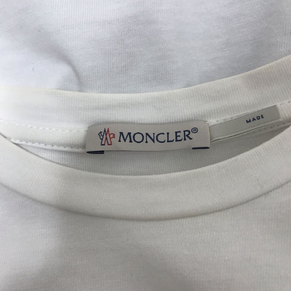 MONCLER(モンクレール) 半袖Tシャツ レディース T-SHIRT 白×黒 クルーネック/スパンコール