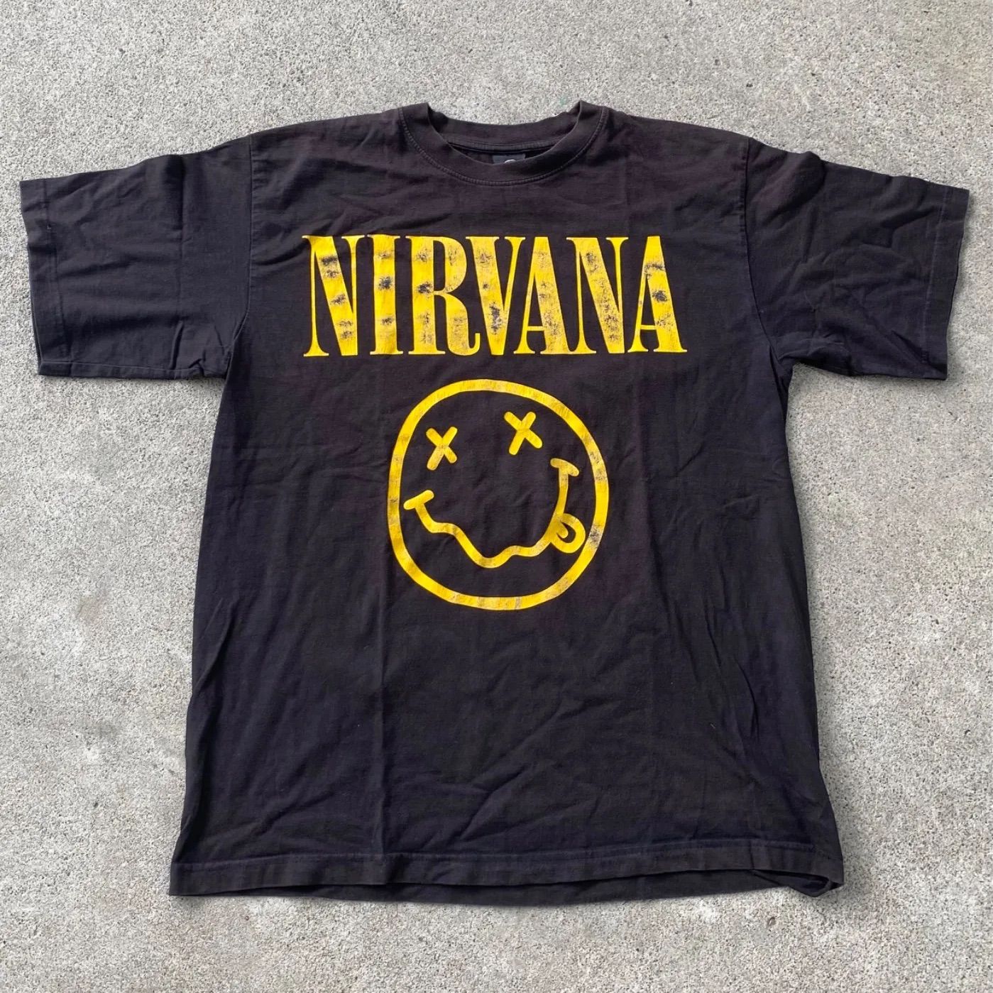 【古着】ニルヴァーナ スマイル 希少 バンド ロング Tシャツ ブラック 新品 NIRVANA ニルヴァーナ スマイル Tシャツ ビッグサイズ