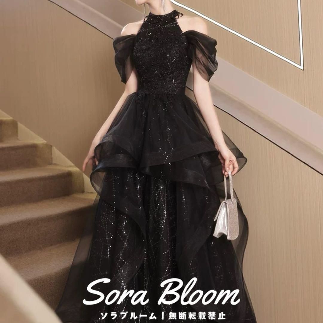 幾何学模様がオシャレなフリルスカートのイブニングドレス 新品・未使用】幾何学模様がオシャレなフリルスカートの