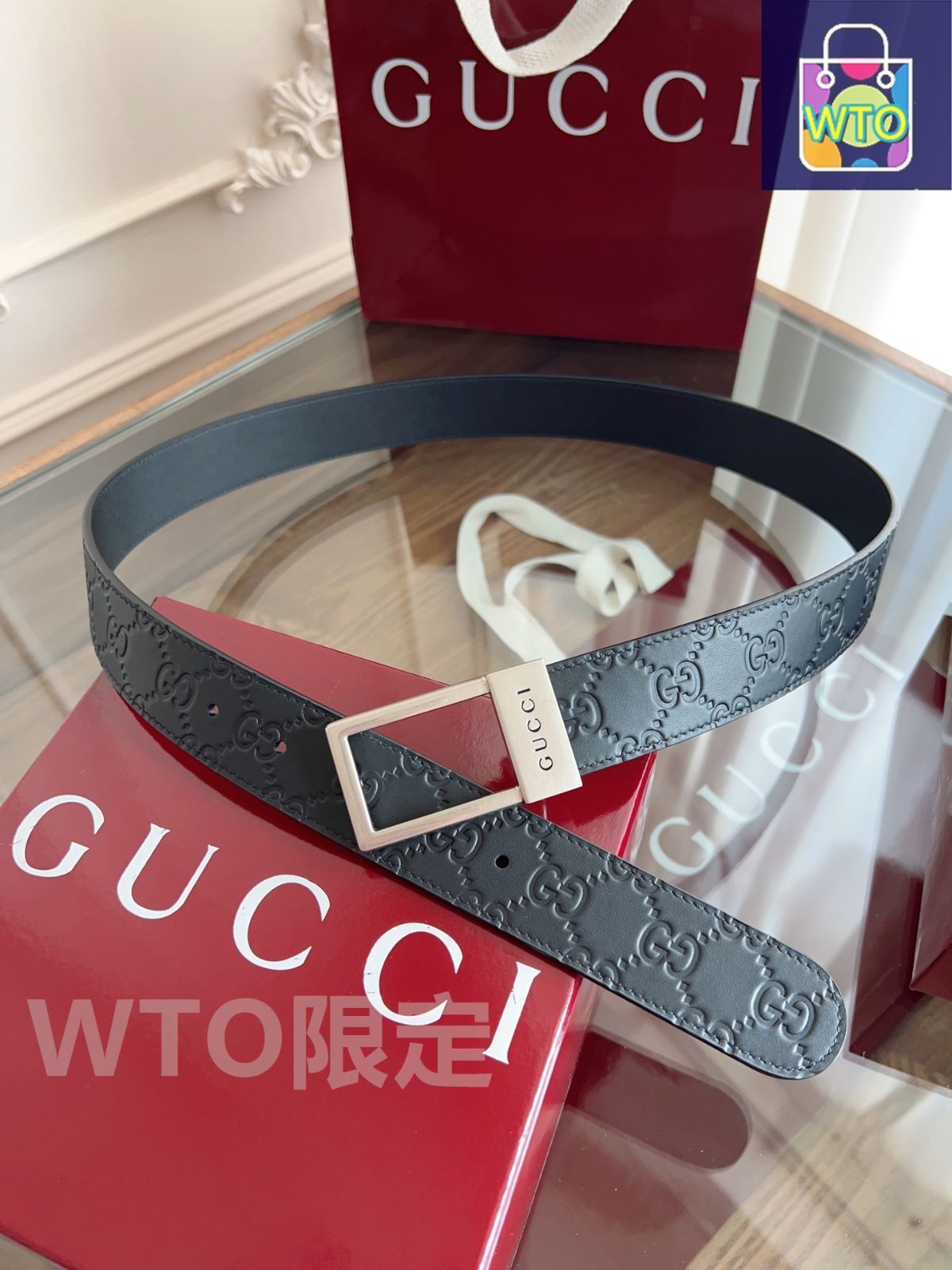 今日WTO】Gucci スクエアバックルニューベルト-1-SES47 - メルカリ