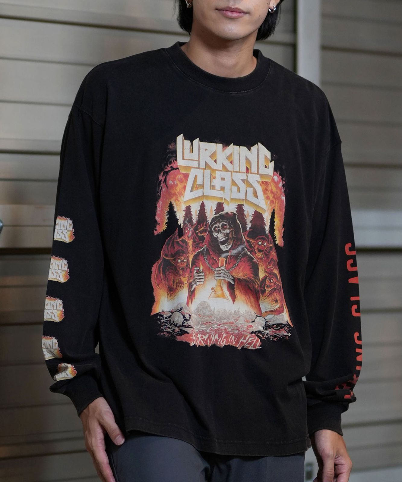 【ムラスポ公式】新品 LURKING CLASS ラーキングクラス 長袖 Tシャツ メンズ ロンT フロントプリント ムラサキスポーツ限定 ST24FTM06