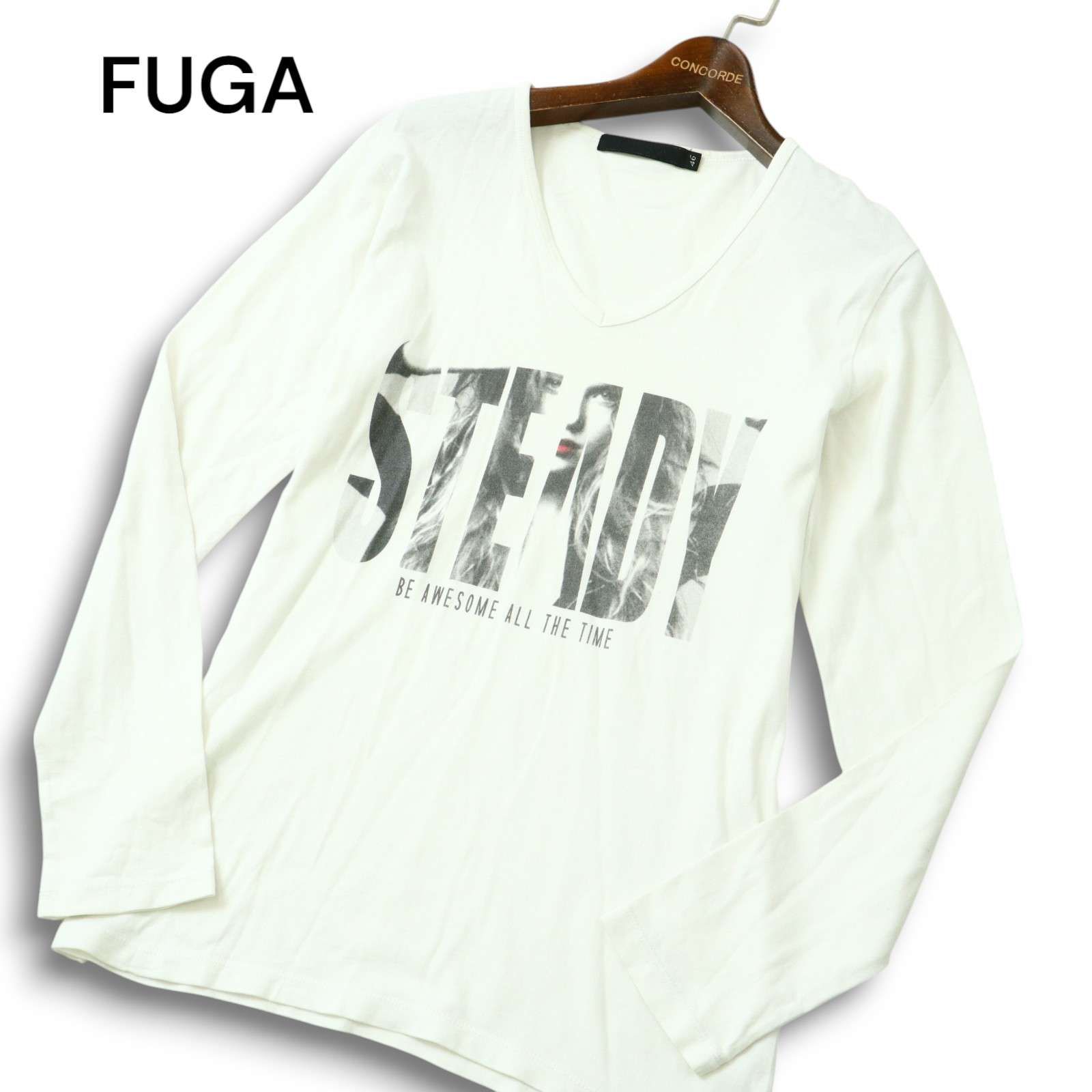 FUGA フーガ 通年☆ グラフィック ガール フォト プリント 長袖 V